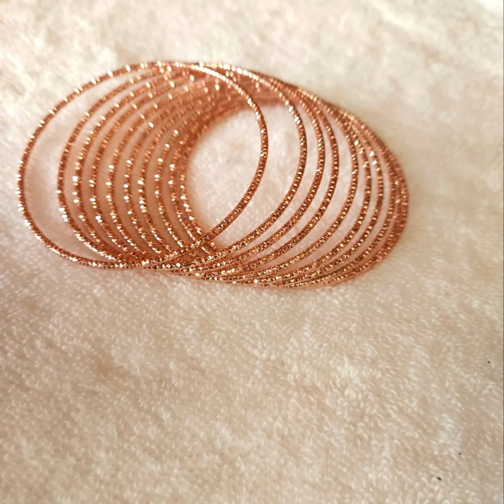 Elegant Rose Gold Bangle Set- A Set Of 10- Gorgeous - Picture 3 of 6